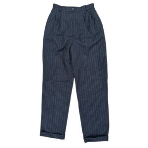 Vintage Braemar Petite by Michelle Monet Wool Trousers Dark Gray Pinstripe